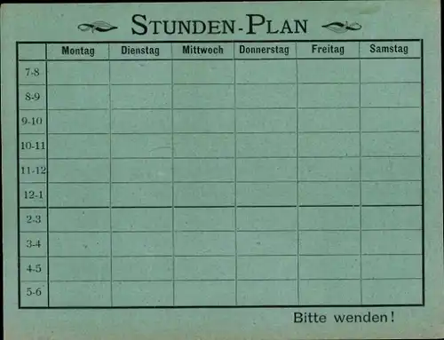 Stundenplan Hans Vogtherr Papierhandlung, Kaiserstraße 40, Karlsruhe um 1950