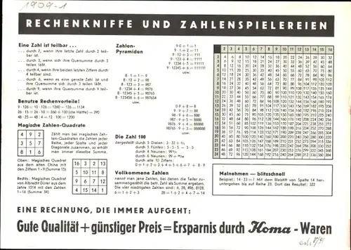 Stundenplan, KOMA Supermarkt, Koch, Kaffee, Marmelade, Wichtel, Zwerge um 1970