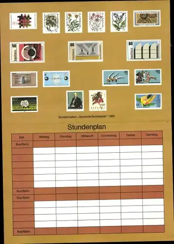 Stundenplan Sondermarken Deutsche Bundespost 1983