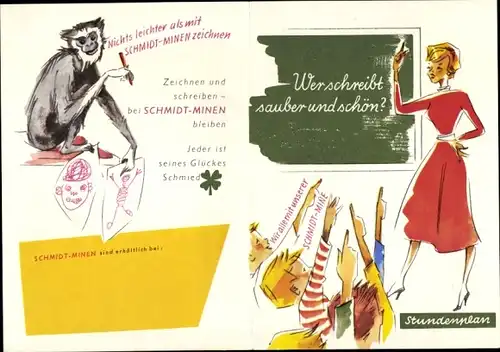 Stundenplan Schmidt-Minen für Kugelschreiber - Seltsame Tiere im Zoo um 1950