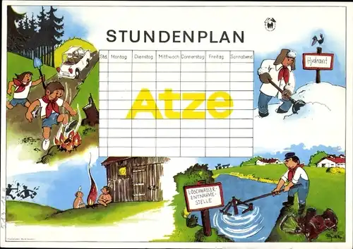 Stundenplan DDR Energie, Kohle, Strom, Wasser, Pionier Atze hilft um 1970