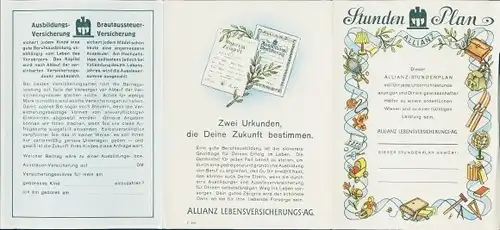 Stundenplan Allianz Versicherungen, Spare, lerne, leiste was um 1960