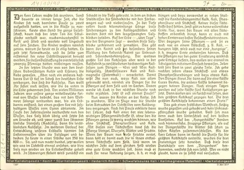 Stundenplan Kalidüngesalz - Kalidüngung für Landwirtschaft und Garten um 1930