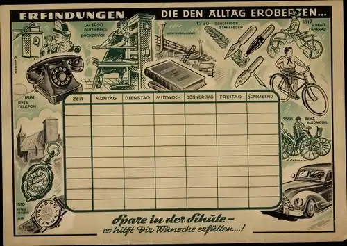 Stundenplan DDR, Die Deutschen Sparkassen, Erfindungen, die den Alltag eroberten um 1960