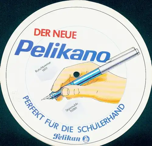 Mechanischer Stundenplan Pelikan Füller, Der neue Pelikano, Kinder mit Schultüte um 1970