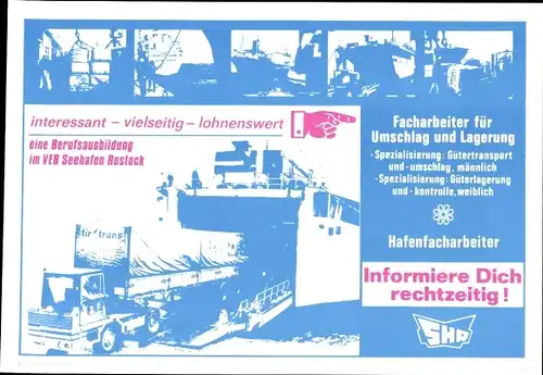 Stundenplan DDR VEB Seehafen Rostock, Berufe im Hafen, Abt. Kader/Bildung um 1980