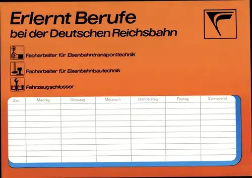 Stundenbahn DDR Deutsche Reichsbahn, erlernt Berufe bei der Deutschen Reichsbahn um 1980