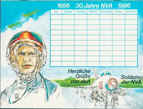 DDR Zeitschrift - 30 Jahre NVA 1986 - Soldaten der NVA Pilot Panzerfahrer mit Stundenplan