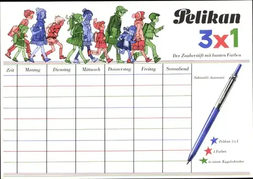 Stundenplan Pelikan 3x1, Der Zauberstift mit bunten Farben um 1970