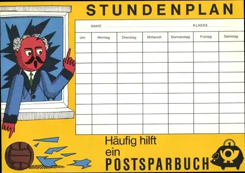 Stundenplan Postsparbuch, Vergiss mein nicht - Die Postleitzahl, Portogebühren um 1960/70