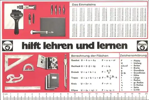 Stundenplan Brause Zeichengeräte, hilft lehren und lernen, um 1970