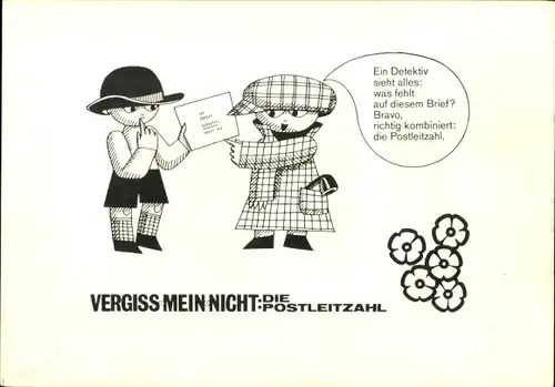 Stundenplan Postsparbuch, Vergiss mein nicht - Die Postleitzahl, Portogebühren um 1960/70