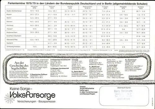 Stundenplan Volksfürsorge - Die Geschichte des Segelschiffes 1980