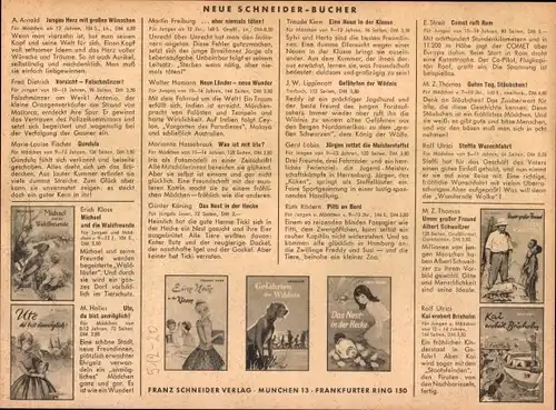 Stundenplan Reklame Franz Schneider Verlag München, Neue Schneider-Bücher Jugendbücher um 1960