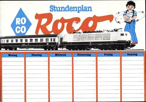 Stundenplan ROCO Modelleisenbahnen, Hol Dir Deinen Roco-Katalog! um 1970