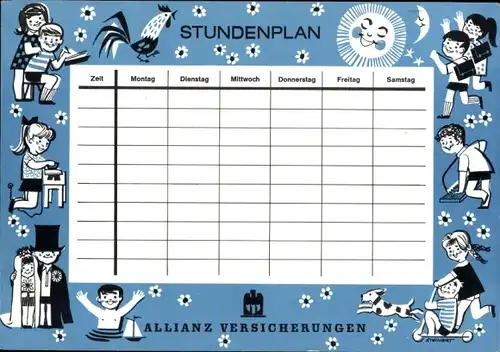 Stundenplan Allianz Versicherungen, Kinder in allen Lebenslagen um 1970