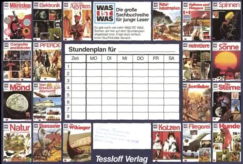 Stundenplan Tessloff Verlag, Sachbuchreihe "Was ist Was" um 1970