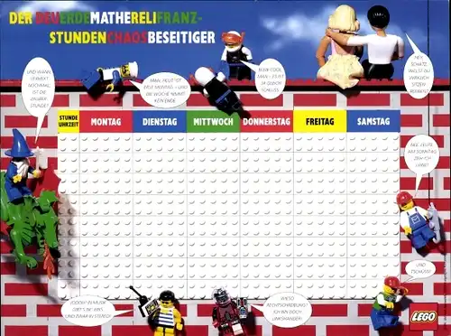 Stundenplan LEGO Stunden Chaos Beseitiger, Figuren, Belville um 1990
