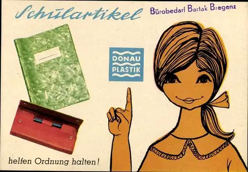 Stundenplan Schulartikel Bürobedarf Bartak Bregenz - Locher Hefter um 1960