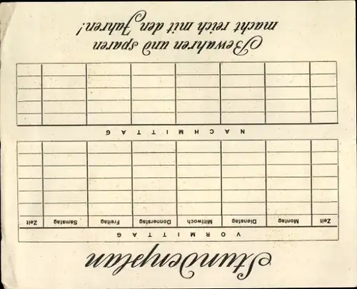 Stundenplan Sparkasse der Stadt Köln, Gutenberg, Erfinder der Buchdruckerei um 1960