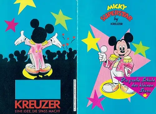 Stundenplan (klappbar) Kreuzer Stifte, Disney Micky Maus Superstar um 1970
