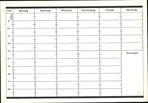 Stundenplan Faber Castell Stifte, Kolleg-Plan 1969/70