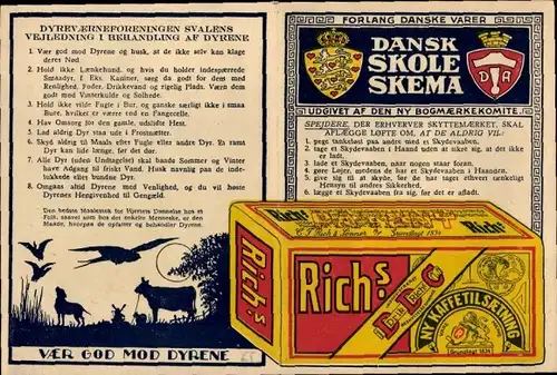 Stundenplan RICH`s Neue Kaffee Zugabe, Soldat mit Trommel, Verpackung um 1920