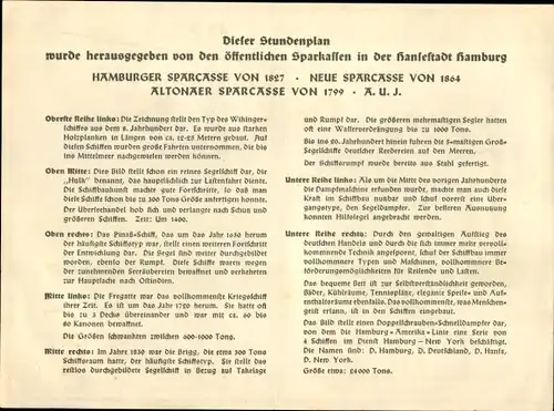 Stundenplan Öffentliche Sparkassen Hamburg, Entwicklung der Schifffahrt, Segelschiffe um 1960