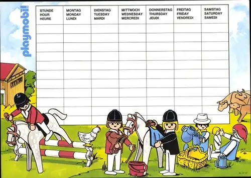 Stundenplan Playmobil Eskimos, Turnierreiten 80-er Jahre, Iglu, Hundeschlitten, Reiter, Picknick