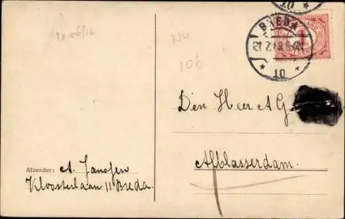 Passepartout Ak Breda Nordbrabant, Frau mit Blumenkorb, Schwalben