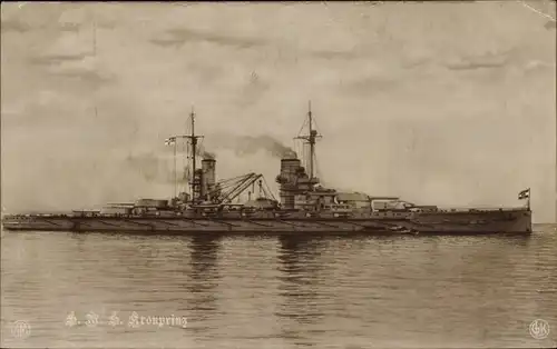 Ak Deutsches Kriegsschiff, SMS Kronprinz, Großlinienschiff, Kaiserliche Marine