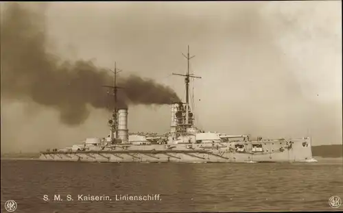Ak Deutsches Kriegsschiff, SMS Kaiserin, Linienschiff, Kaiserliche Marine