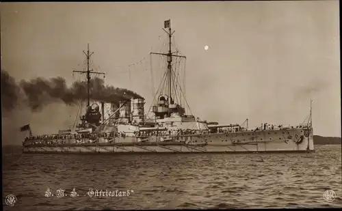 Ak Deutsches Kriegsschiff, SMS Ostfriesland, Großlinienschiff, Kaiserliche Marine