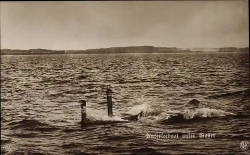 Ak Deutsches Unterseeboot, U-Boot unter Wasser, Kaiserliche Marine