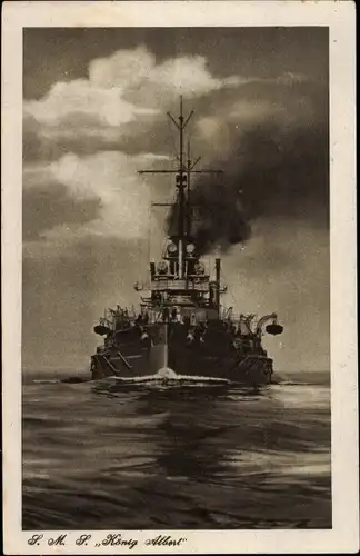 Ak Deutsches Kriegsschiff, SMS König Albert, Bugansicht, Kaiserliche Marine