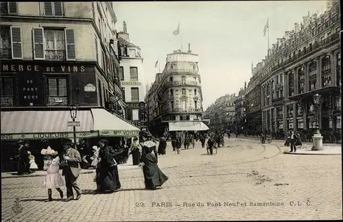 Ak Paris I Louvre, Rue du Pont Neuf et Samaritaine