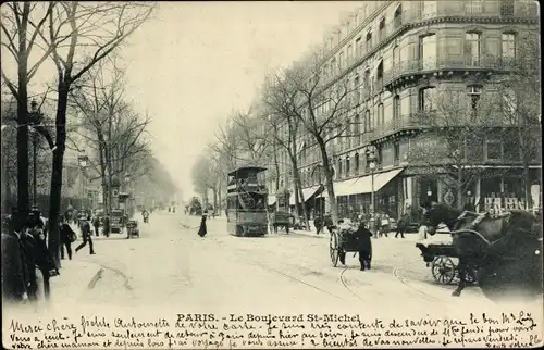 Ak Paris V, Le Boulevard St-Michel