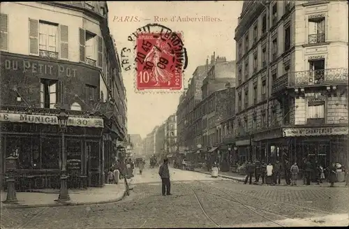 Ak Paris XIX, Rue d'Aubervilliers
