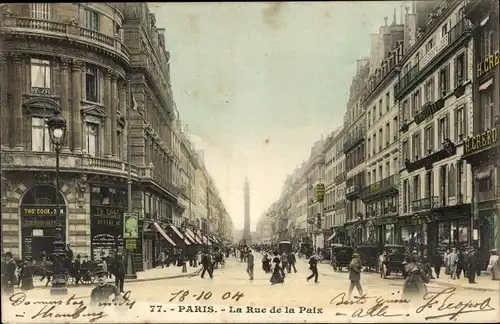 Ak Paris II. Arrondissement Bourse, La Rue de la Paix