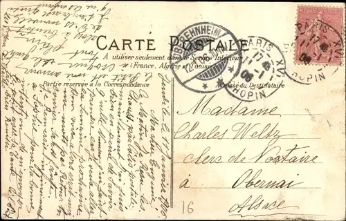 Ak Paris XVI Passy, Rue Mozart, prise de la rue la Fontaine