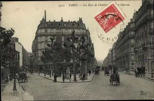 Ak Paris XVI Passy, Les Rues de Chaillot et Pierre Charron