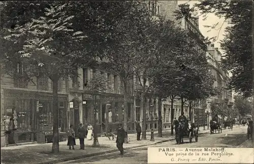Ak Paris XVI Passy, Avenue Malakoff, Rue Pergolese