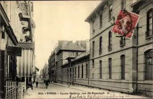 Ak Paris XVI Passy, Rue du Ranelagh, Lycée Moliere