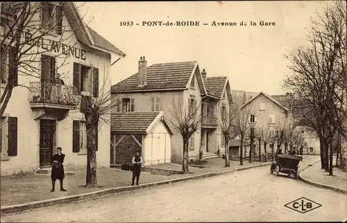 Ak Pont de Roide Doubs, Avenue de la Gare