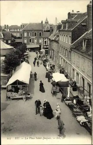 Ak Eu Seine Maritime, La Place Saint Jacques