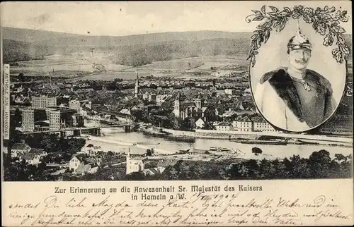Ak Hameln an der Weser Niedersachsen, Panorama, Besuch Kaiser Wilhelm II.