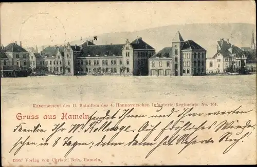 Ak Hameln an der Weser Niedersachsen, Kasernement II. Bataillon 4. Hannoversches Inf. Regt. 164