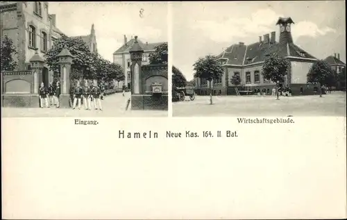 Ak Hameln an der Weser Niedersachsen, Neue Kaserne 164. II. Bat, Eingang, Wirtschaftsgebäude