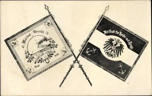 Ak Fahnen Marine Verein Hameln und Umgebung v. 1902, Mit Gott für Kaiser und Reich