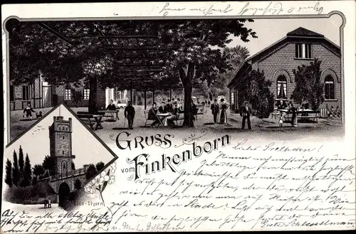 Litho Hameln in Niedersachsen, Gastwirtschaft Finkenborn, Klütturm